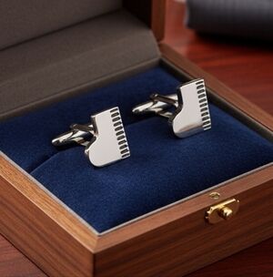 *NEW!* Silver Piano Cufflinks
